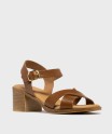Sandales à talon et larges brides en cuir femme - Tanéo